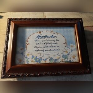 Beautiful Cottage Garden Grandmother Poem Woodgrain Rope Trim Music Box